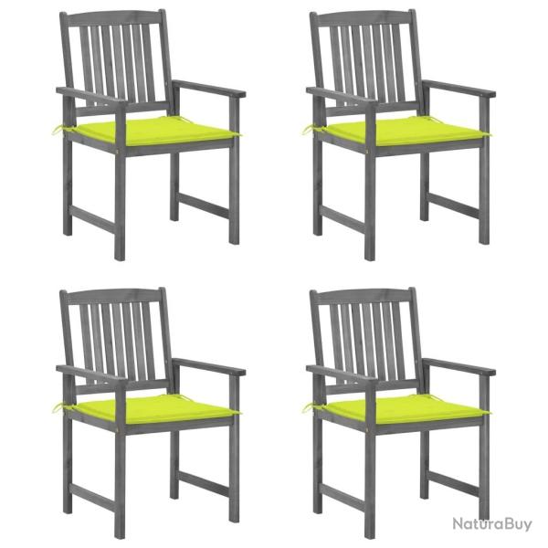 Chaises de jardin et coussins lot de 4 Gris Bois acacia massif