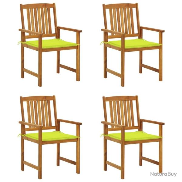Chaises de jardin avec coussins lot de 4 Bois d'acacia massif