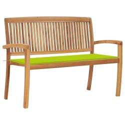 Banc de jardin empilable et coussin 128,5cm Bois de teck massif