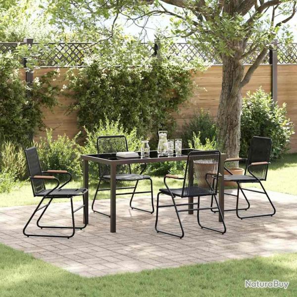 Salon de jardin 6 pcs avec coussins r�sine tress�e noir