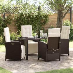 Salon de jardin 6 pcs avec coussins gris r&eacute;sine tress&eacute;e