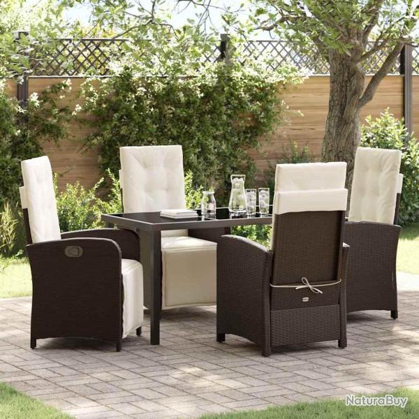 Salon de jardin 6 pcs avec coussins gris r�sine tress�e