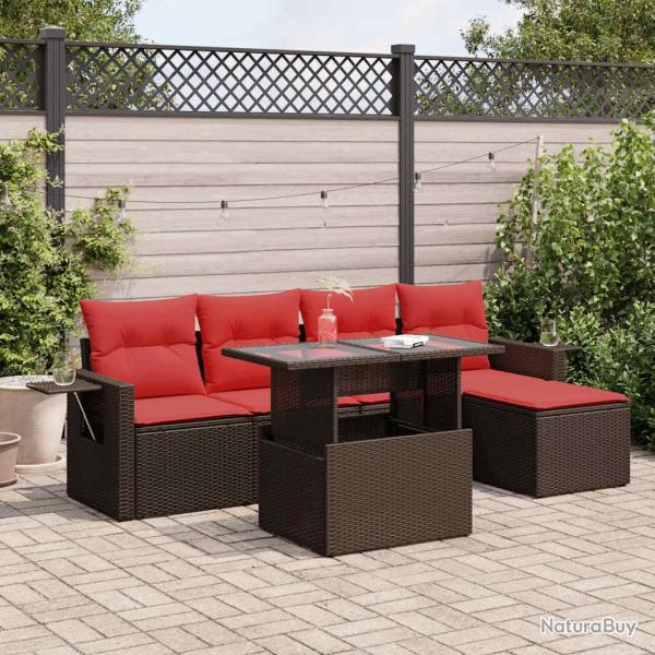 Salon de jardin 8 pcs avec coussins gris r�sine tress�e