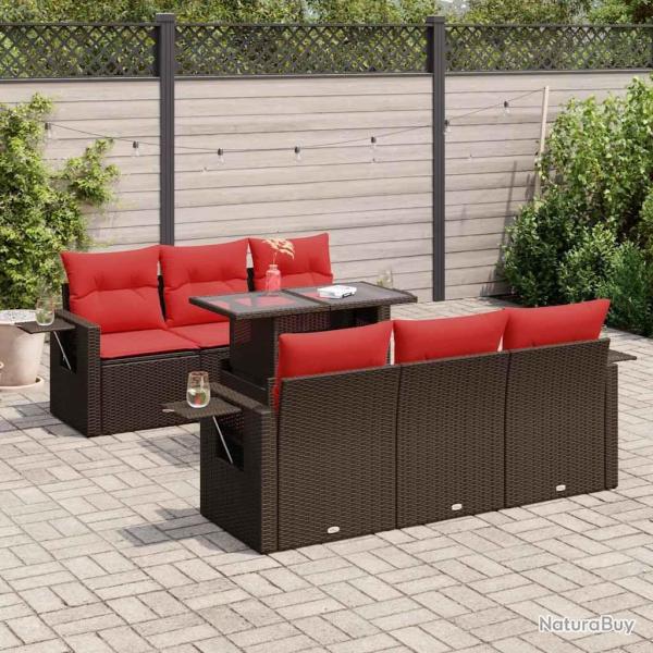 Salon de jardin 8 pcs avec coussins gris r�sine tress�e