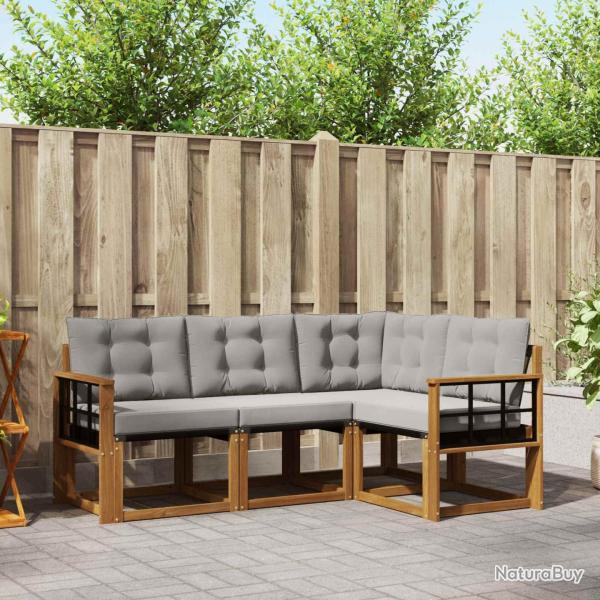 Salon de jardin 9 pcs avec coussins noir r�sine tress�e