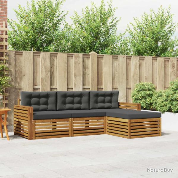 Ensemble � manger de jardin 11pcs avec coussins gris poly rotin