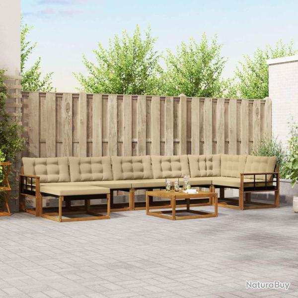 Salon de jardin 7 pcs avec coussins noir r�sine tress�e