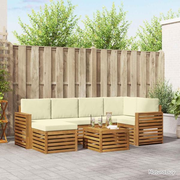 Ensemble � manger de jardin 5 pcs coussins gris r�sine tress�e