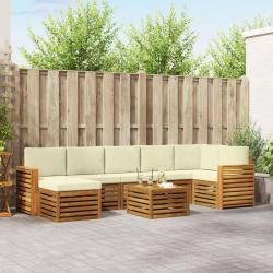 Ensemble &agrave; manger de jardin avec coussins 13 pcs marron rotin