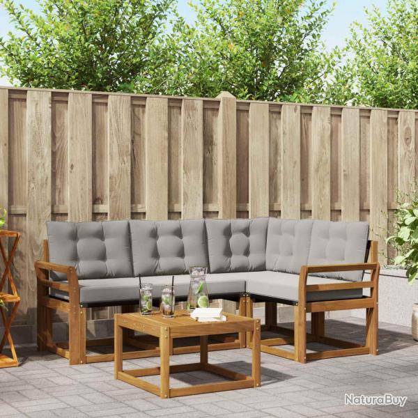 Ensemble � manger de jardin 9 pcs coussins gris r�sine tress�e