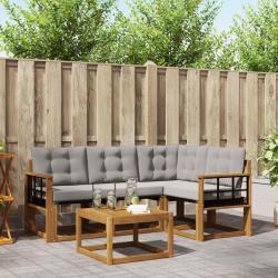 Ensemble &agrave; manger de jardin avec coussins 7 pcs Gris