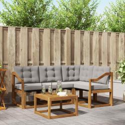 Ensemble &agrave; manger de jardin avec coussins 7 pcs Gris