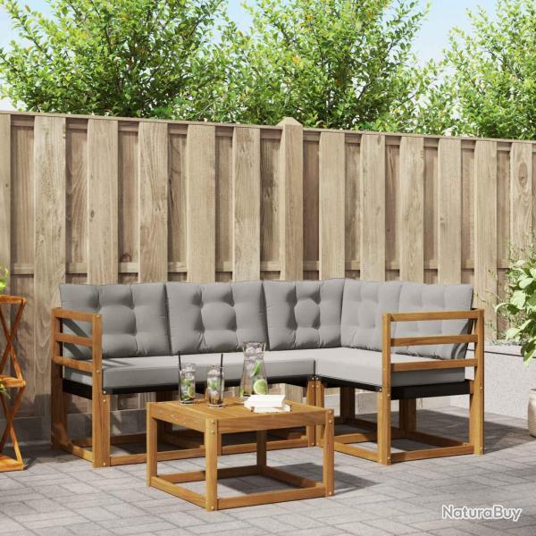 Ensemble � manger de jardin 5 pcs coussins gris r�sine tress�e