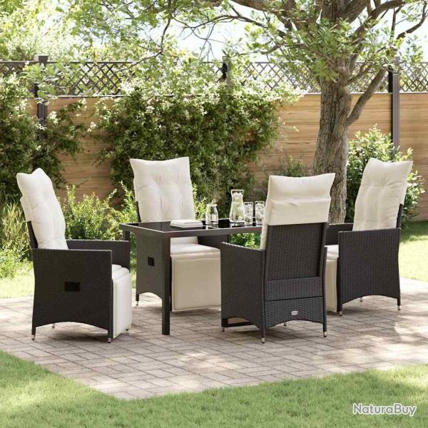Salon de jardin 8 pcs avec coussins gris r�sine tress�e