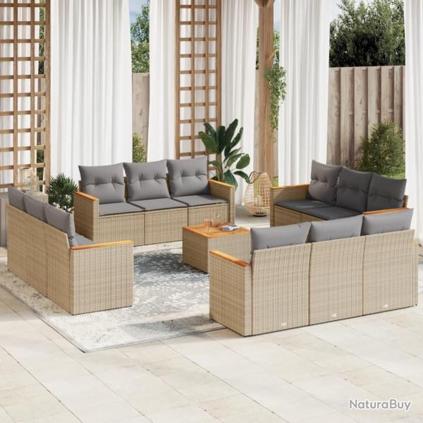Salon de jardin 8 pcs avec coussins gris r�sine tress�e