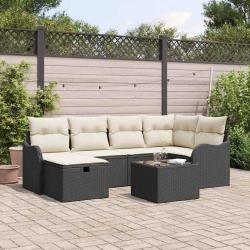 Salon de jardin avec coussins 8 pcs beige r&eacute;sine tress&eacute;e
