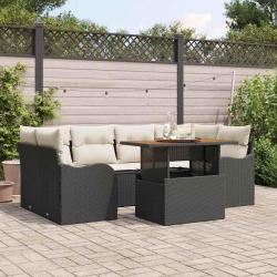 Salon de jardin avec coussins 8 pcs beige r&eacute;sine tress&eacute;e