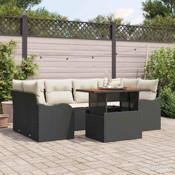 Salon de jardin avec coussins 8 pcs beige r�sine tress�e