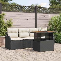 Salon de jardin avec coussins 8 pcs beige r&eacute;sine tress&eacute;e