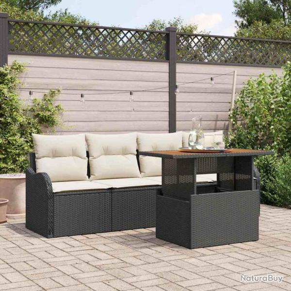 Salon de jardin avec coussins 8 pcs beige r�sine tress�e