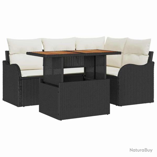 Salon de jardin avec coussins 8 pcs beige r�sine tress�e