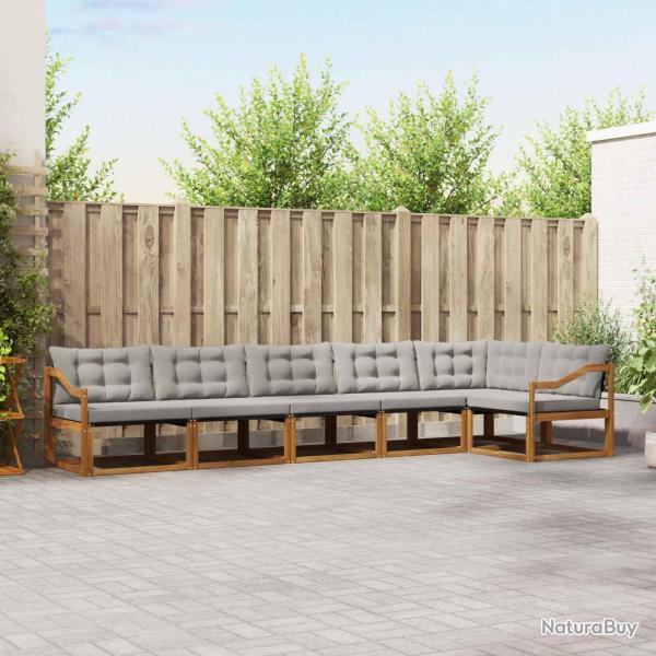 Salon de jardin 8 pcs avec coussins gris fonc� bambou
