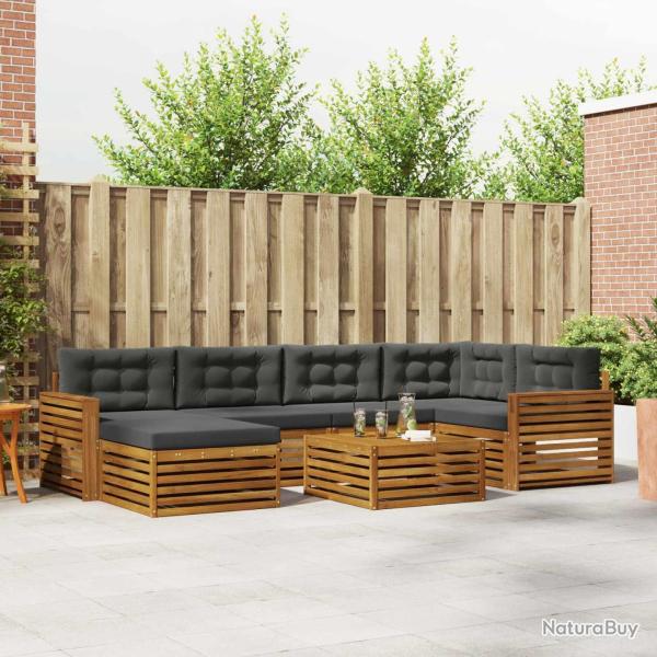 Salon de jardin avec coussins 7 pcs beige r�sine tress�e
