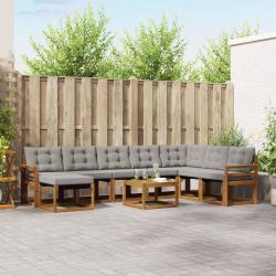 Salon de jardin avec coussins 8 pcs beige r&eacute;sine tress&eacute;e