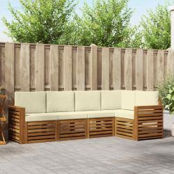 Salon de jardin avec coussins 9 pcs beige r&eacute;sine tress&eacute;e