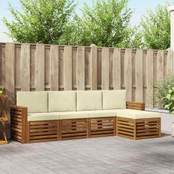 Salon de jardin avec coussins 9 pcs beige r&eacute;sine tress&eacute;e