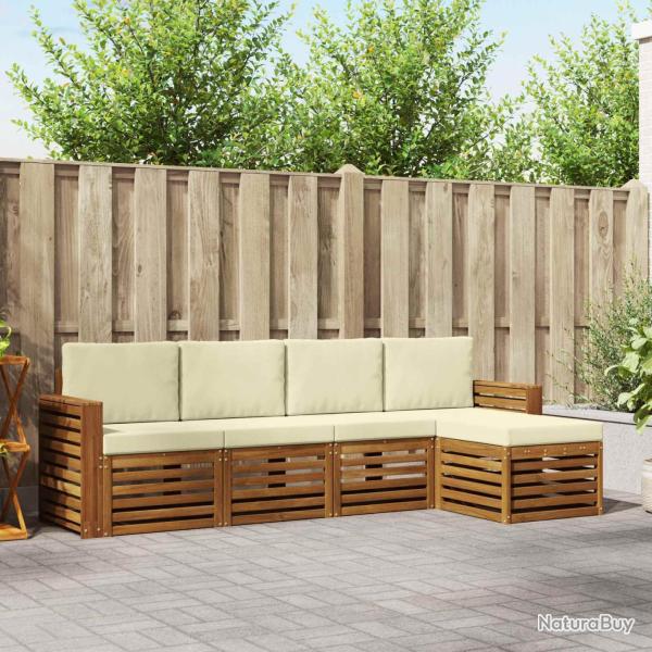 Salon de jardin avec coussins 9 pcs beige r�sine tress�e
