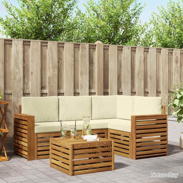Salon de jardin avec coussins 9 pcs beige r�sine tress�e