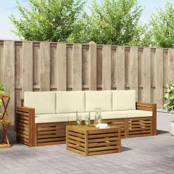 Salon de jardin avec coussins 9 pcs beige r&eacute;sine tress&eacute;e