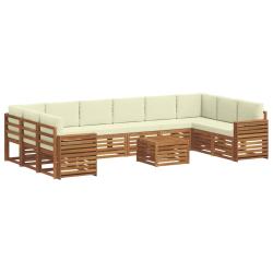 Salon de jardin avec coussins 8 pcs beige r&eacute;sine tress&eacute;e