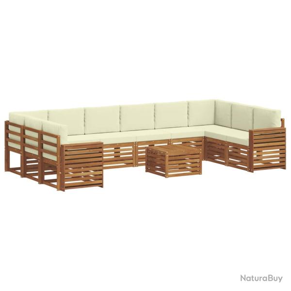 Salon de jardin avec coussins 8 pcs beige r�sine tress�e