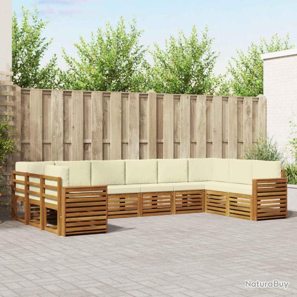 Salon de jardin avec coussins 8 pcs beige r�sine tress�e
