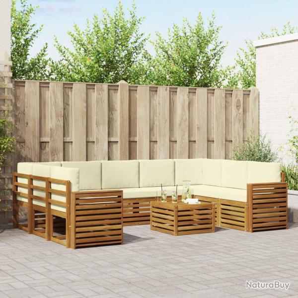Salon de jardin avec coussins 8 pcs beige r�sine tress�e