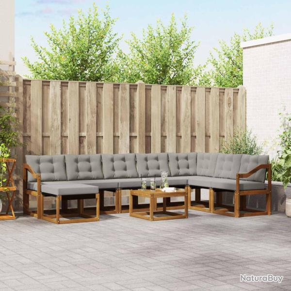Salon de jardin avec coussins 8 pcs beige r�sine tress�e