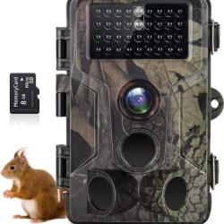 Cam&eacute;ra de Chasse 4K HD Vision Nocturne 25M Angle 90&deg; 50MP Infrarouge Carte SD 32GB &Eacute;tanche IP65