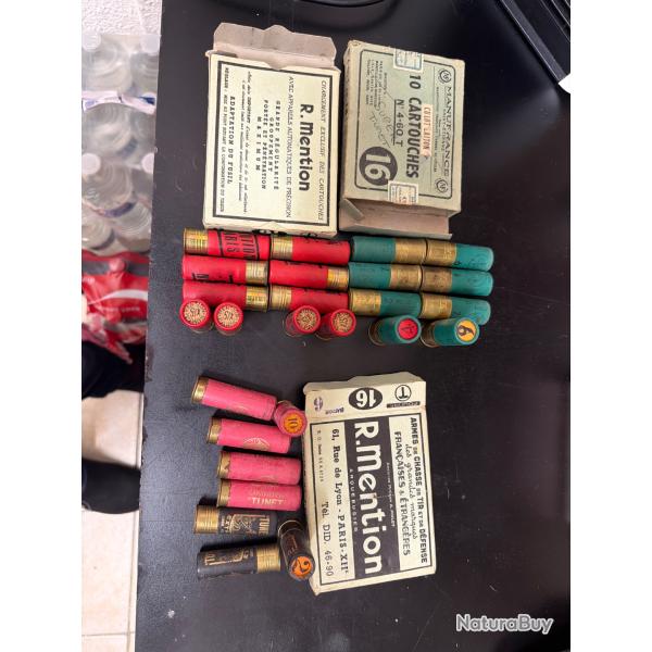 Ancienne, cartouche, calibre 16,