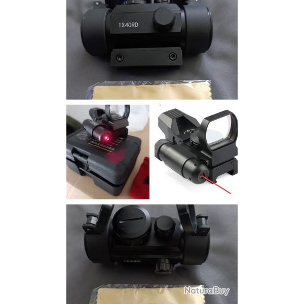 Lot de  deux Red Dot point rouge laser + Red Dot tubulaire