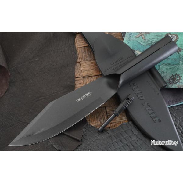 Couteau Survie Cold Steel Bushman Bowie Lame Acier Carbone SK-5 Monobloc Etui Secure-Ex Allume Feu