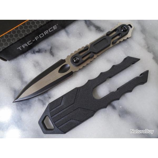 Couteau De Botte Dague Tac Force Lame Acier 3Cr13MoV Manche ABS Vert Etui Abs