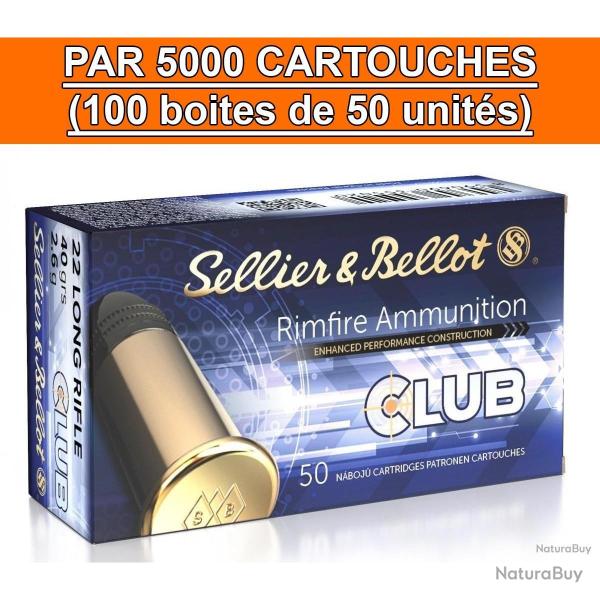 OFFRE ECO - CARTON DE 5000 CARTOUCHES SELLIER&BELLOT CLUB CAL.22LR 40GR