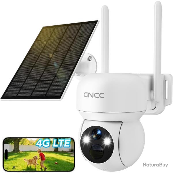 Camera Surveillance Ext�rieur sans Fil 4G LTE, 2K 3MP Cam�ra Solaire Sim sans WiFi, 355�/90� Vision