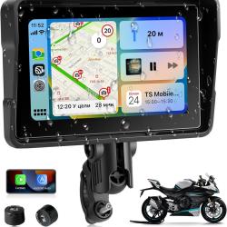 &Eacute;cran Carplay Moto avec TPMS, 5 Pouces sans Fil Carplay et Android Auto pour Moto, Bluetooth,Tactile