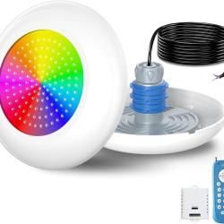 Projecteur Piscine Vissable avec Filetage 1,5", 15W RGB Spot LED Piscine Multicolore Contr&ocirc;le avec T