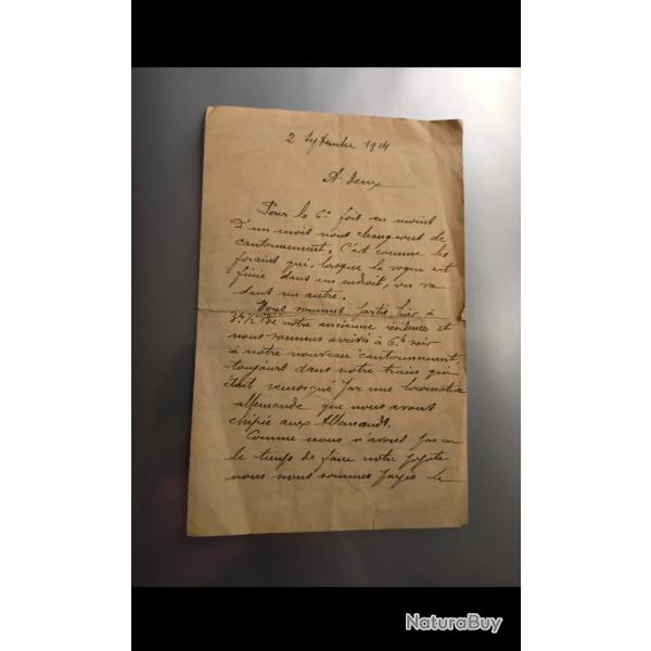 Lettre historique poilu sept 1914 - Locomotive Allemande & butin