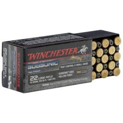 Bo&icirc;te de 50 balles cal.22 long rifle subsonique 42g, 325 m/s et 1065 FPS &agrave; t&ecirc;te ronde - Winchester