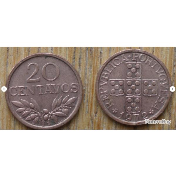 Portugal 20 Centavos 1972 Piece Europe Centavo Escudos
